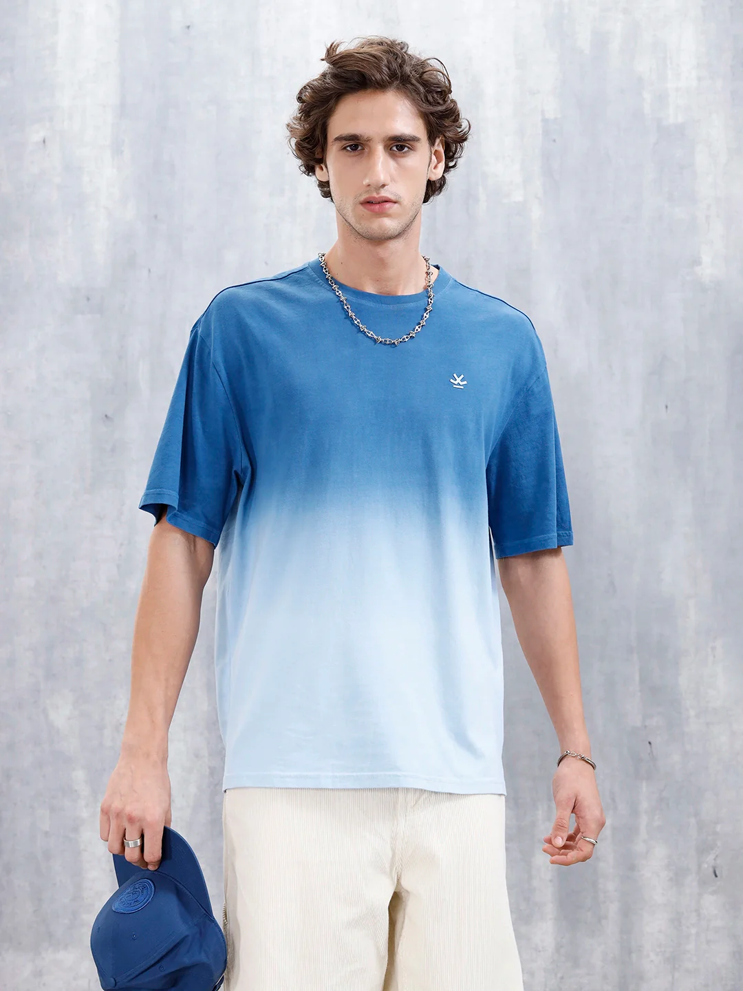 Ombre Dye Oversized Fit T-Shirt For Men | Blue - Image 2