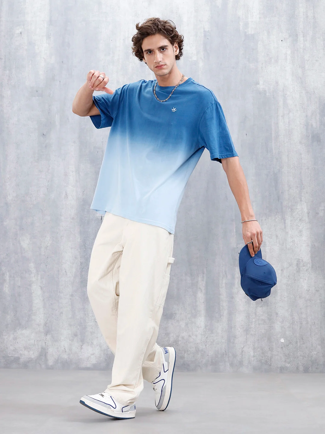 Ombre Dye Oversized Fit T-Shirt For Men | Blue - Image 3