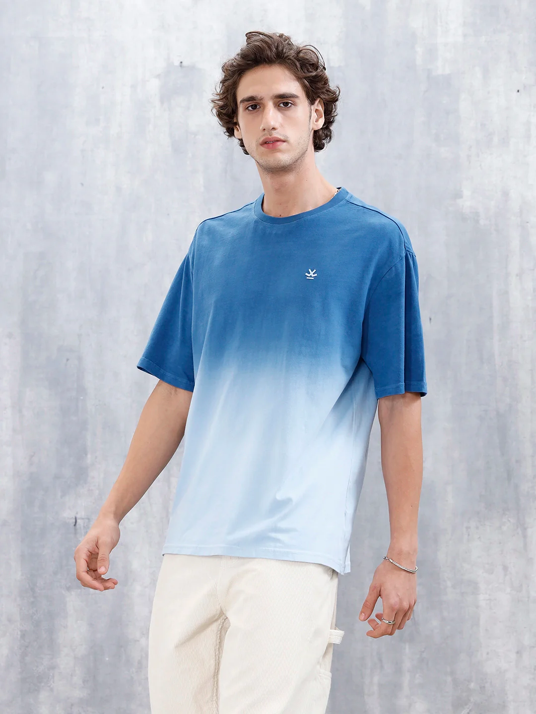 Ombre Dye Oversized Fit T-Shirt For Men | Blue - Image 5