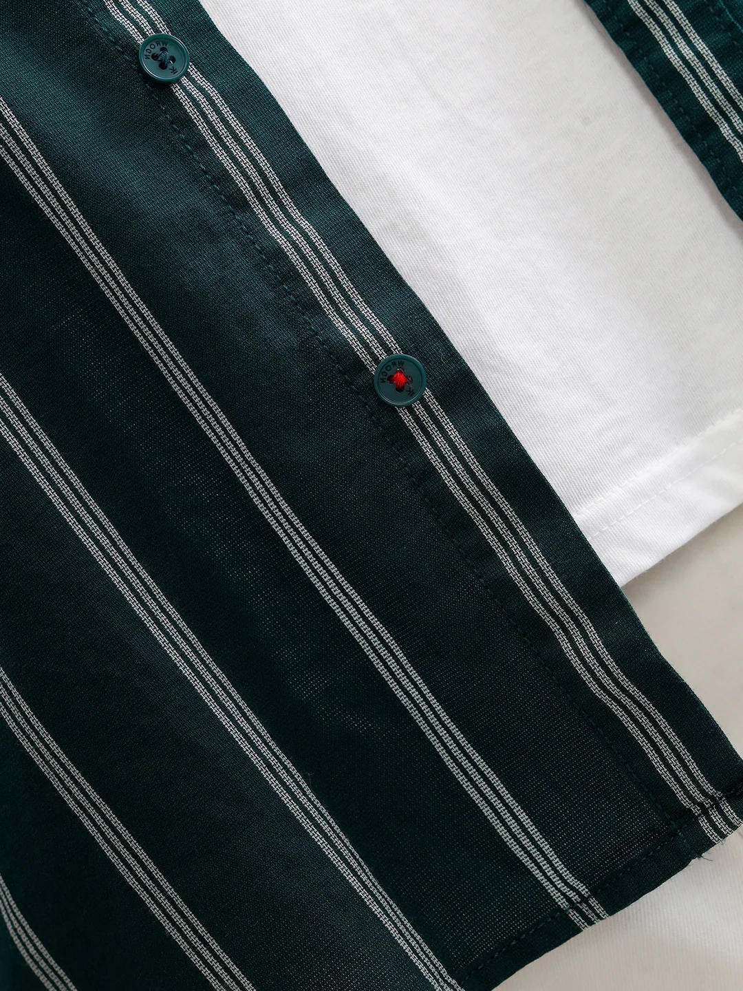 Open Dobby Stripe Shirt In Regular Fit | Dark Green - Image 5