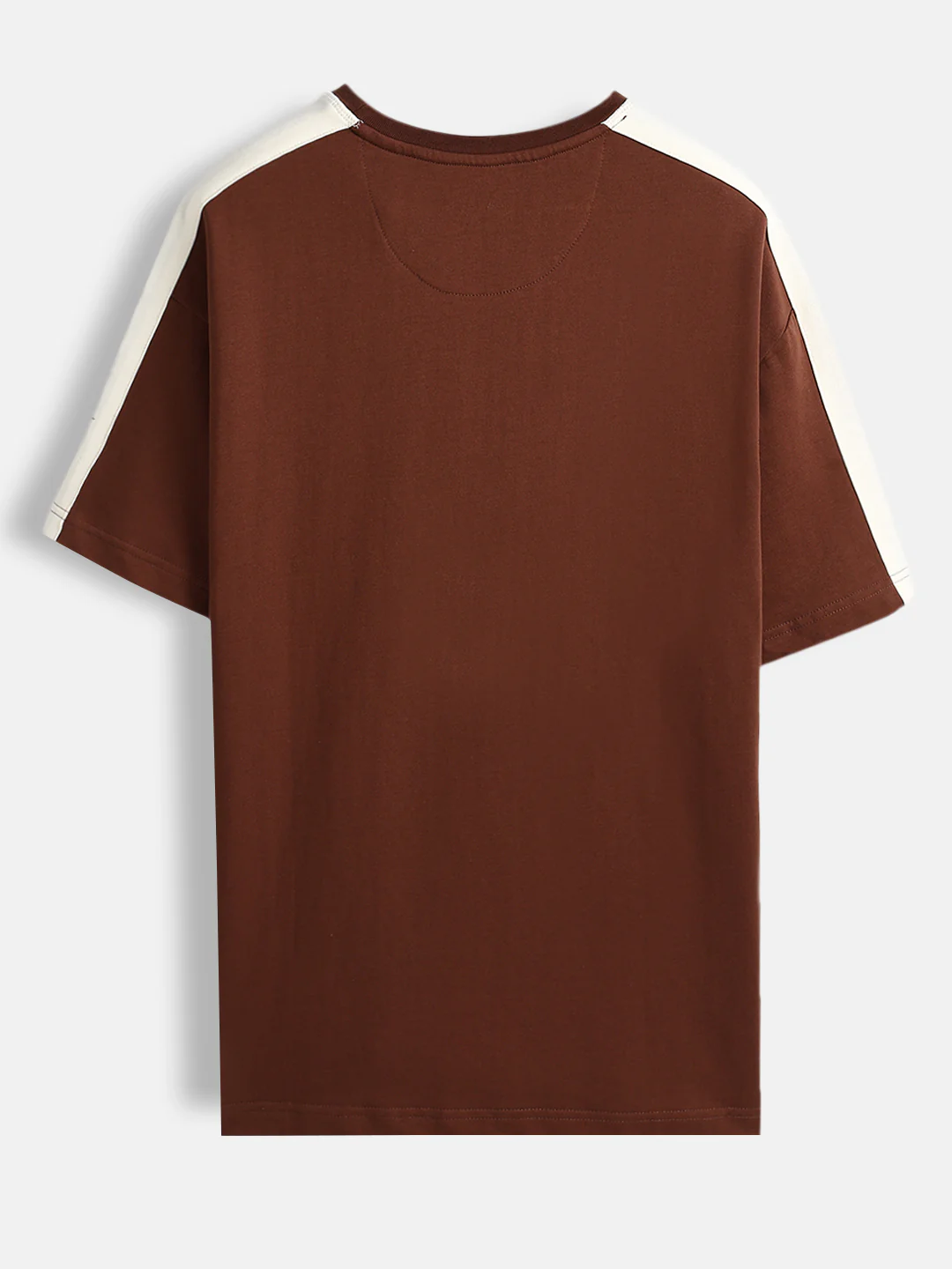 Oversize chest print T-shirt with contrast shoulder and Stitch detail | Brown - Image 7