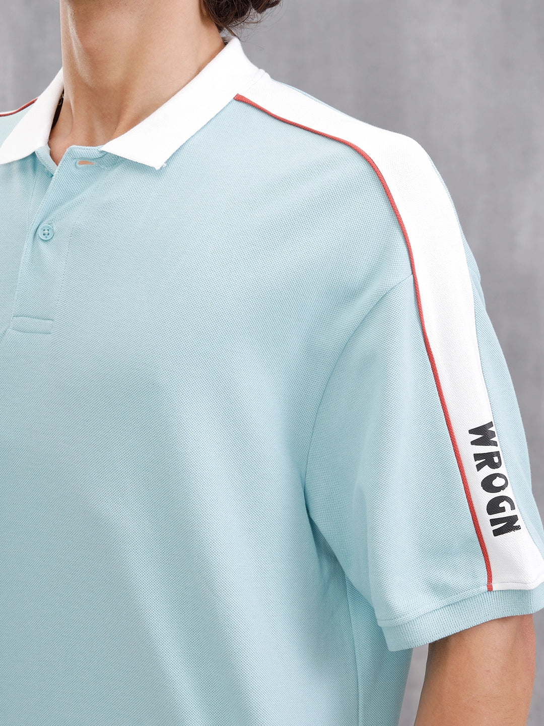 Oversize Solid Polo With Shoulder Tape Detail | Teal - Image 5