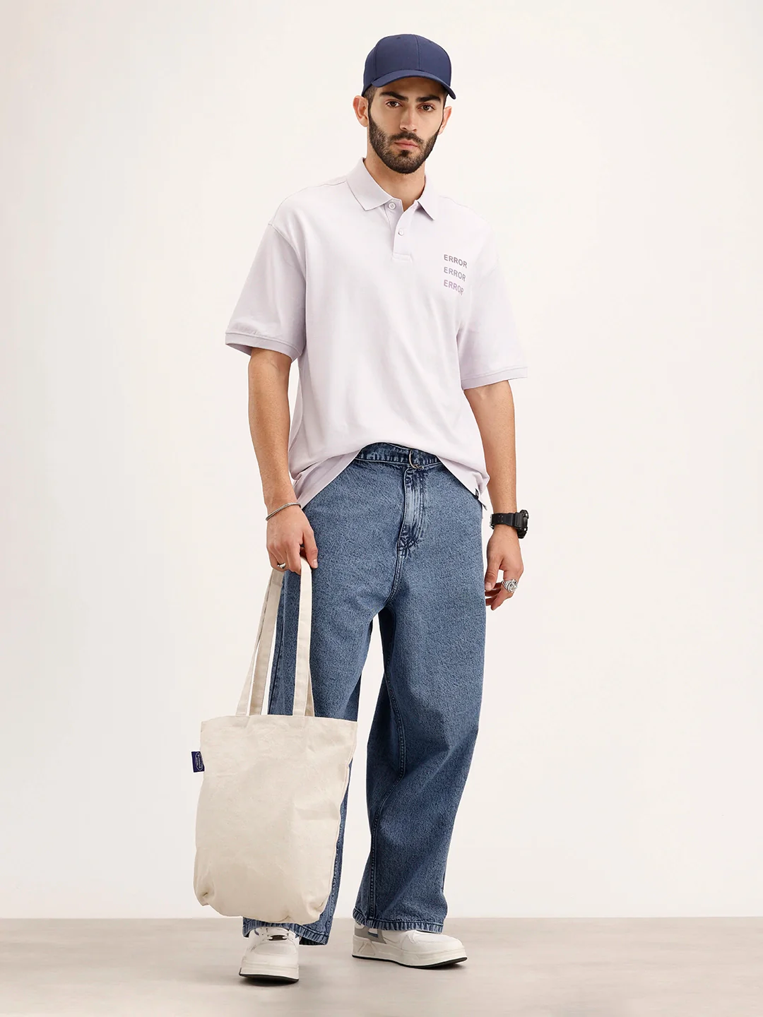 Oversized Back Printed Polo T-Shirt | Purple - Image 2