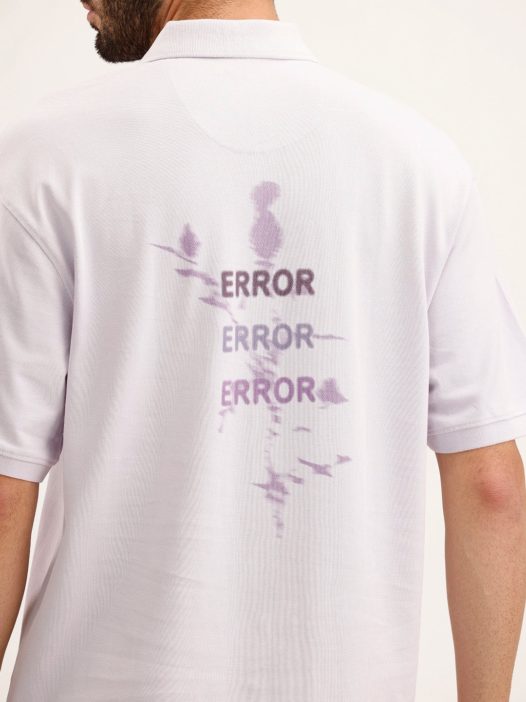 Oversized Back Printed Polo T-Shirt | Purple - Image 5