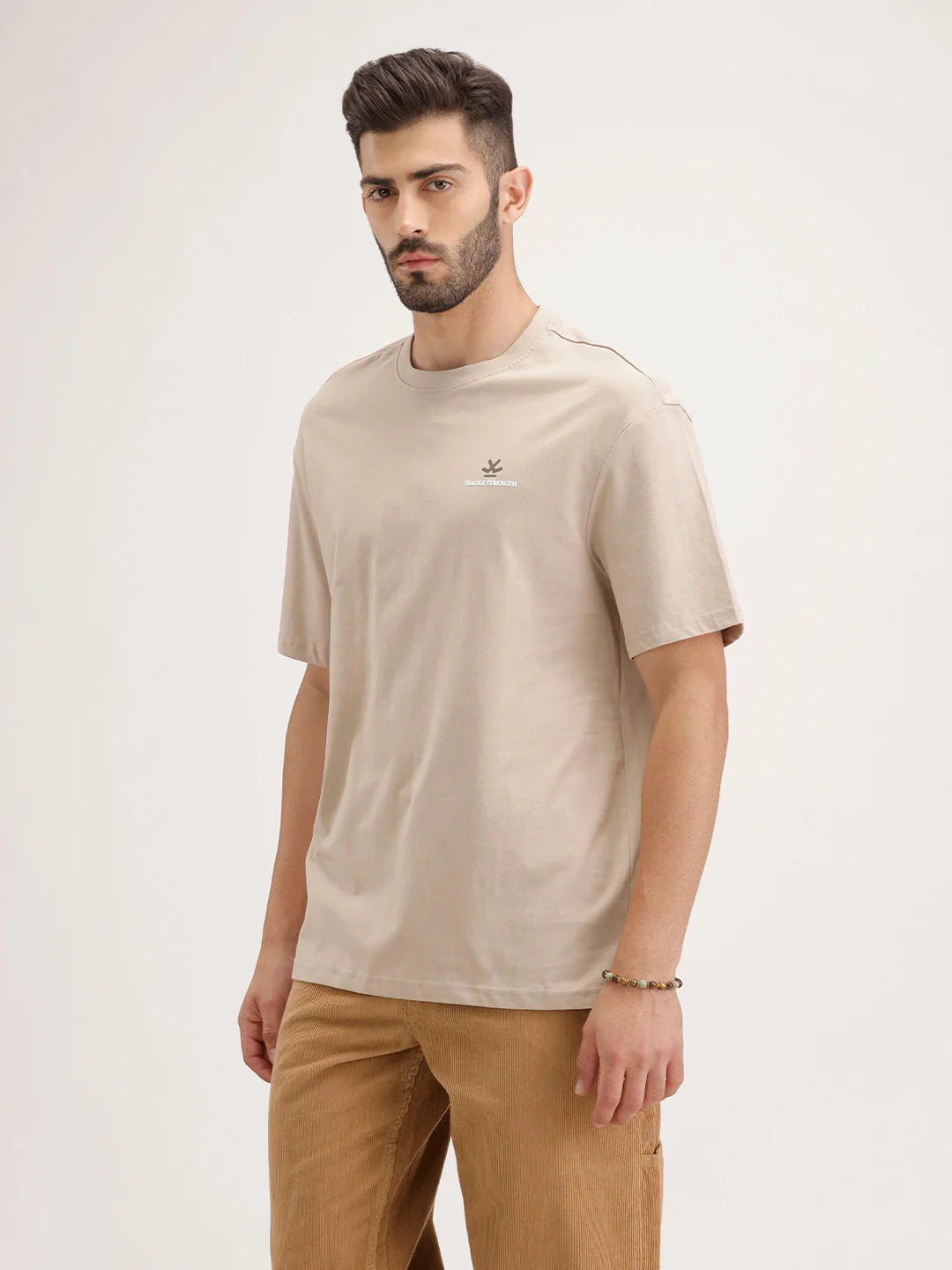 Oversized Back Printed T-Shirt | Beige - Image 4
