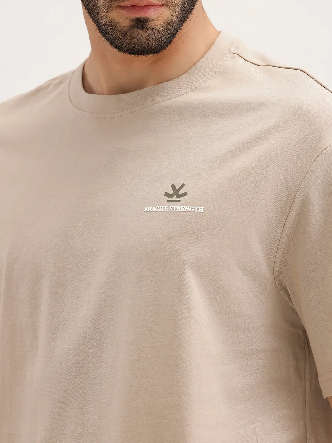 Oversized Back Printed T-Shirt | Beige - Image 5
