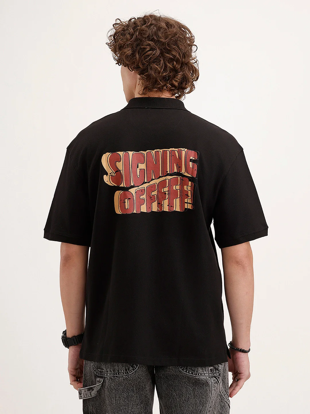 Oversized Back Printed T-Shirt | Black - Image 3