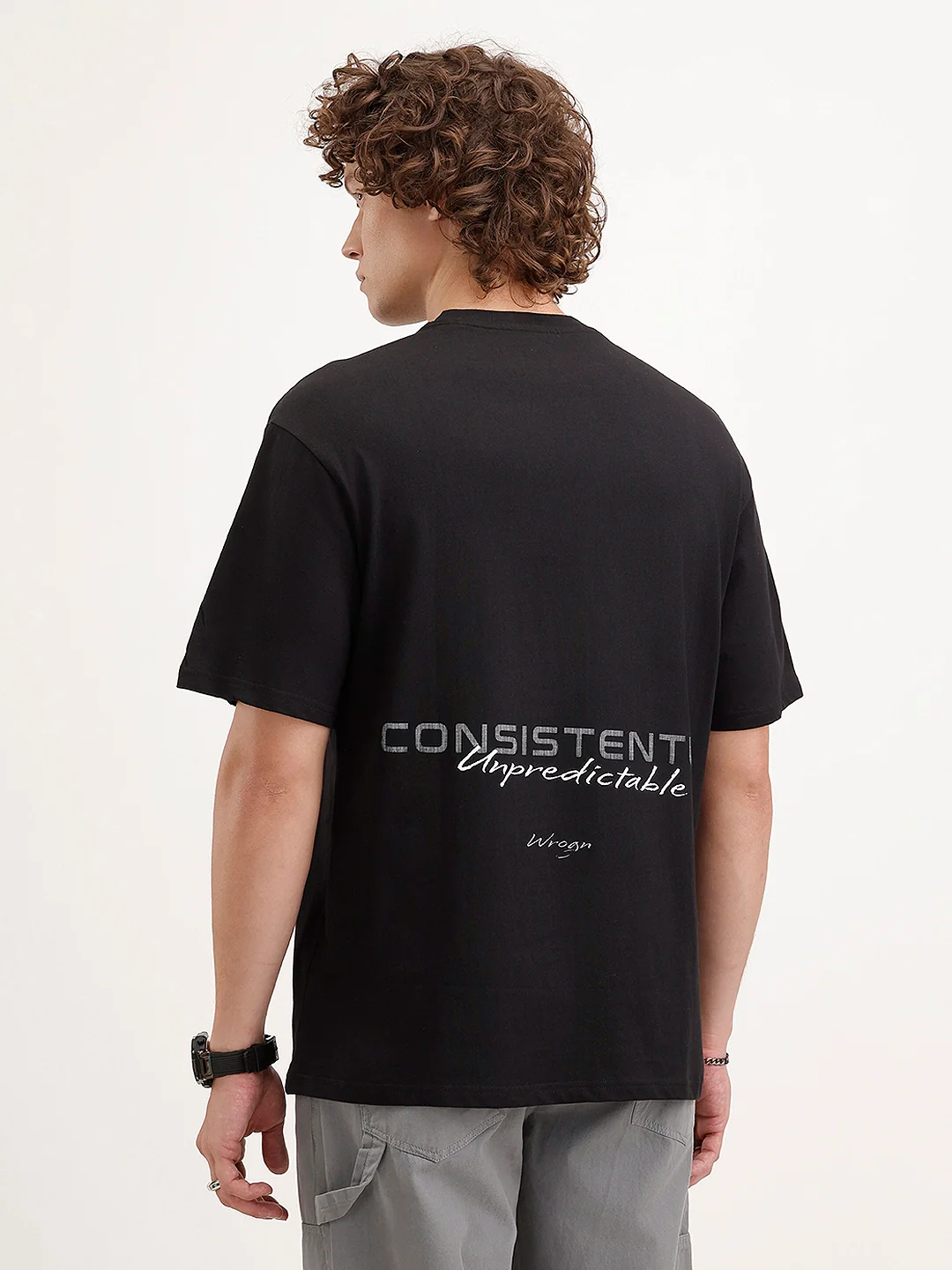 Oversized Back Printed T-Shirt | Black - Image 3