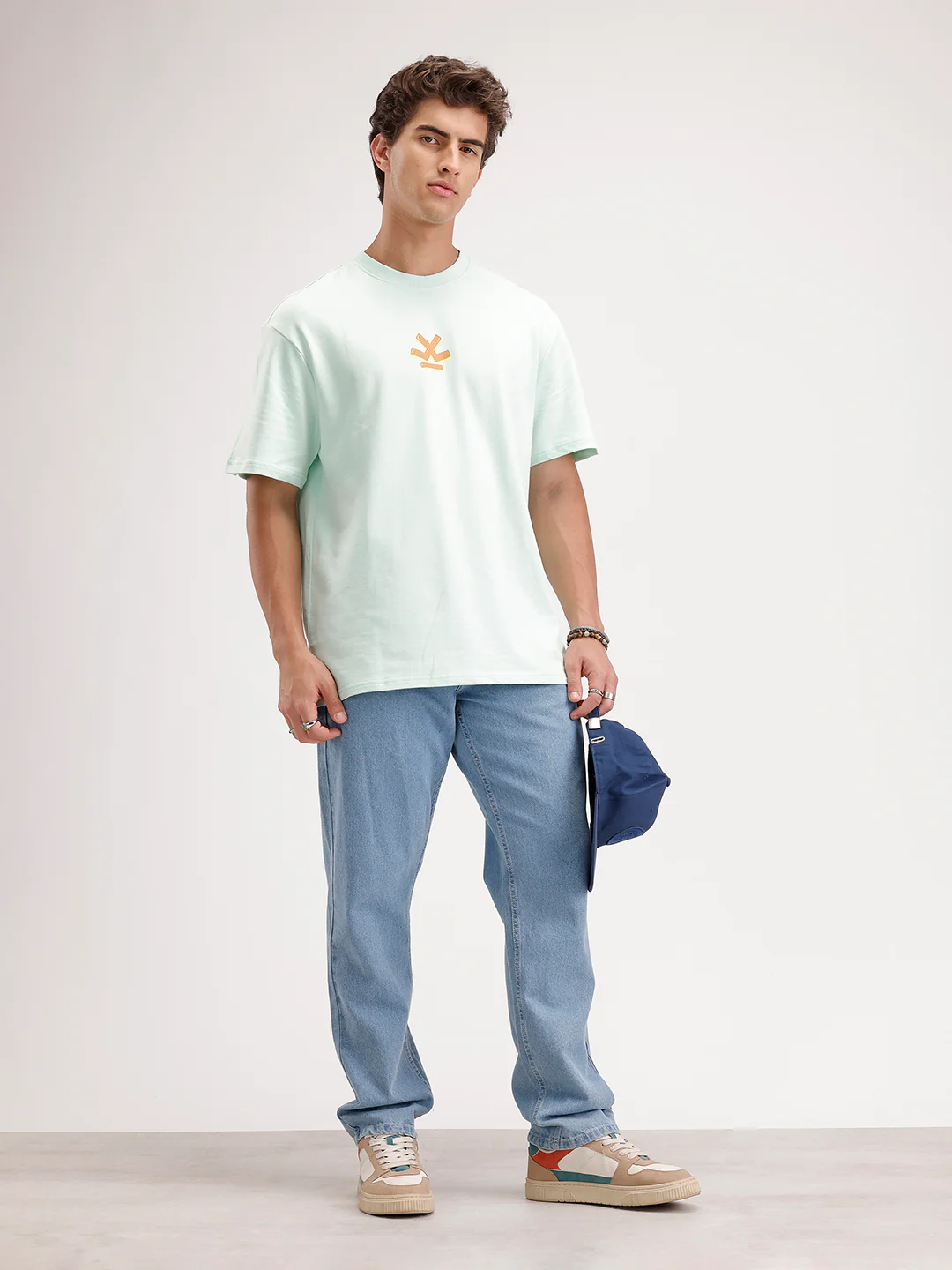 Oversized Back Printed T-Shirt  | Light Blue - Image 2