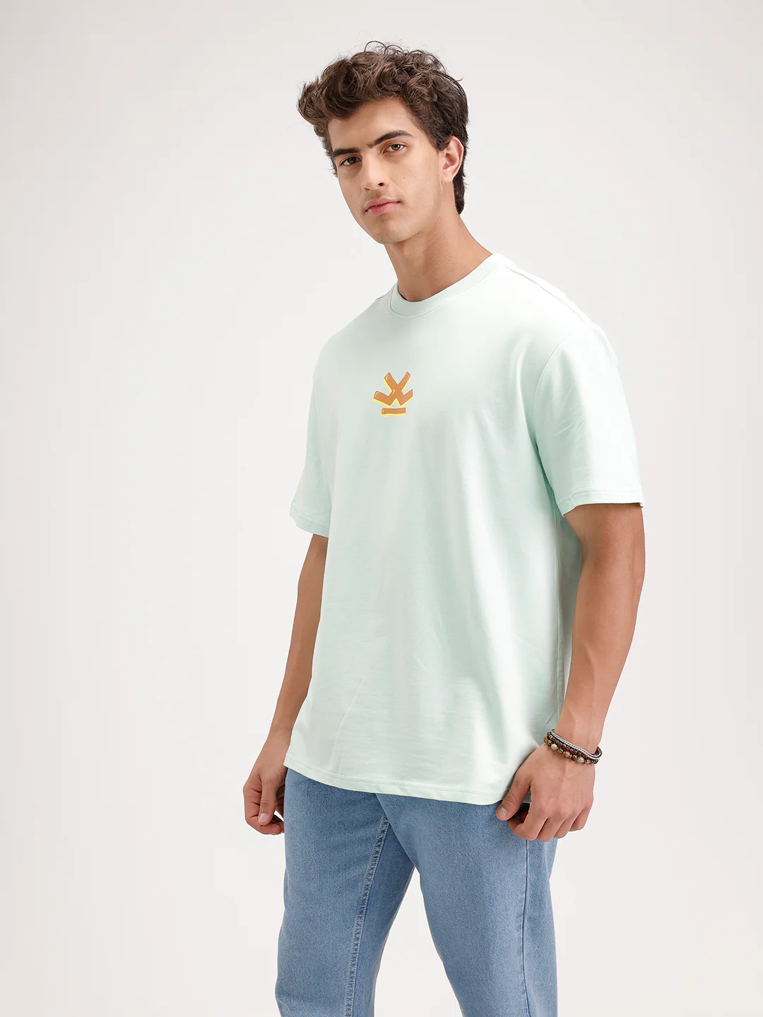 Oversized Back Printed T-Shirt  | Light Blue - Image 3