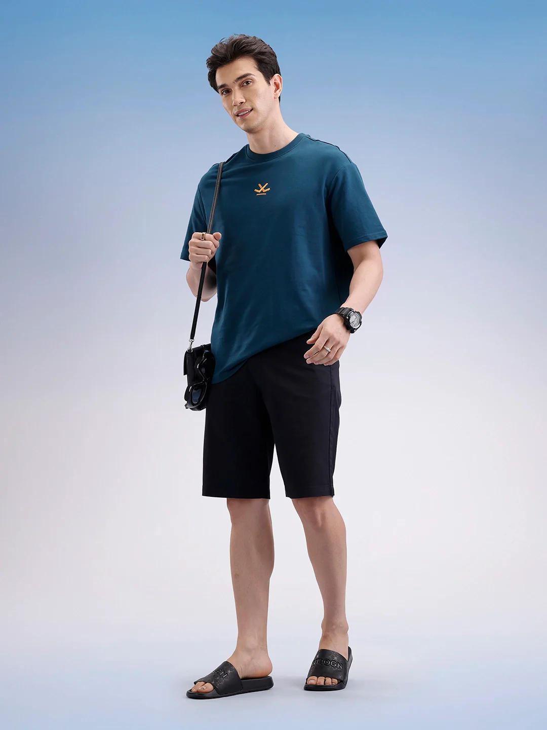 Oversized Back Printed T-Shirt  | Teal - Image 2