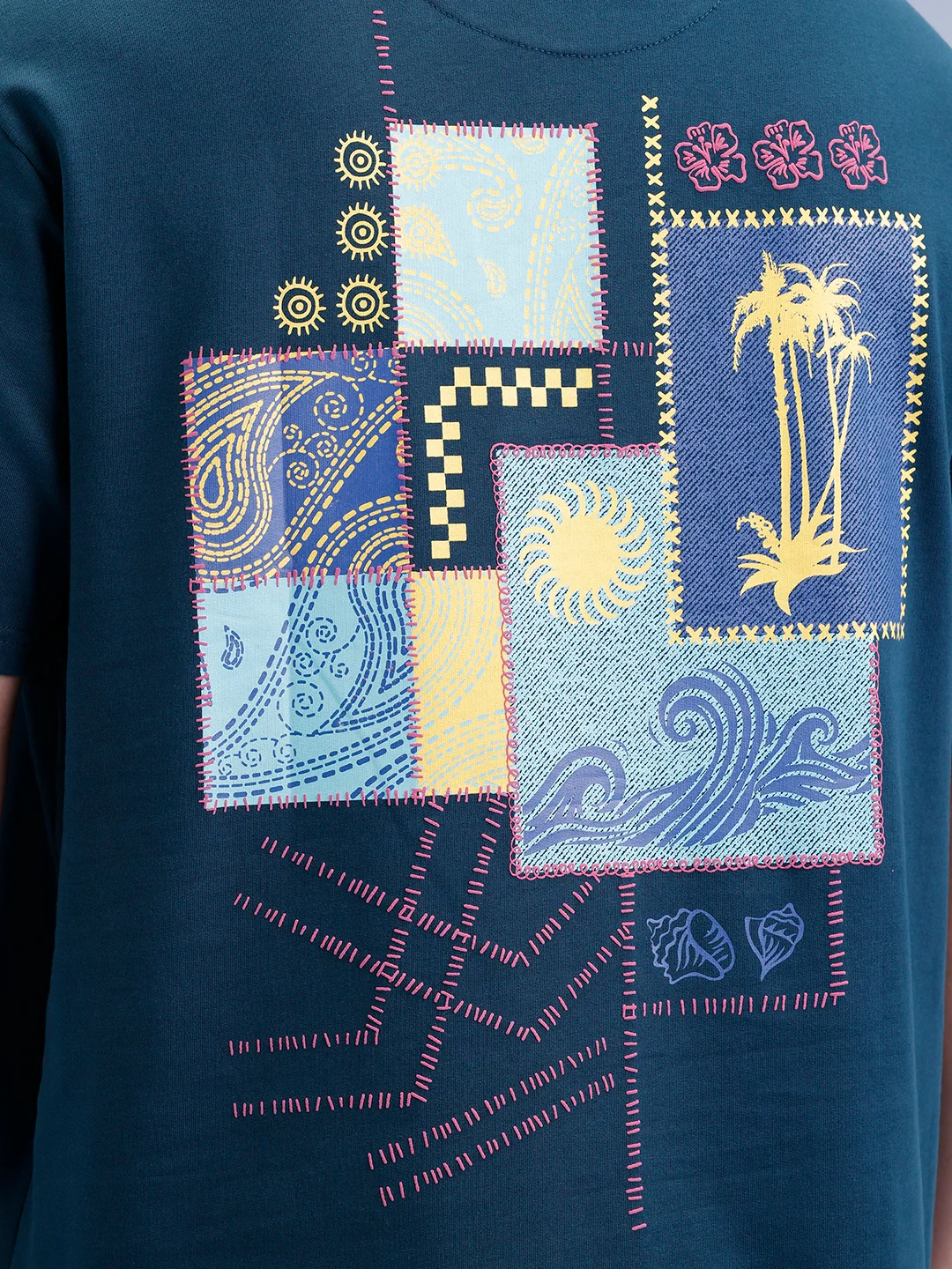 Oversized Back Printed T-Shirt  | Teal - Image 5