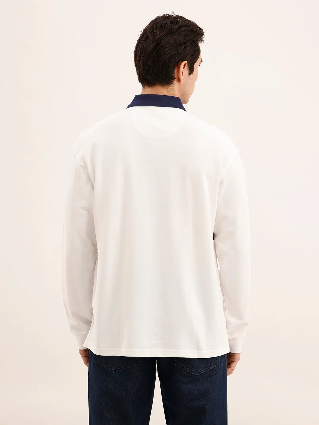 Oversized Contrast Collar T-Shirt | White - Image 3