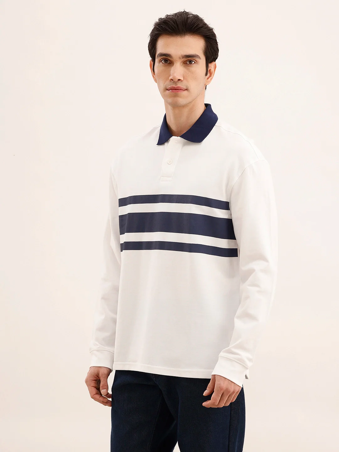 Oversized Contrast Collar T-Shirt | White - Image 4