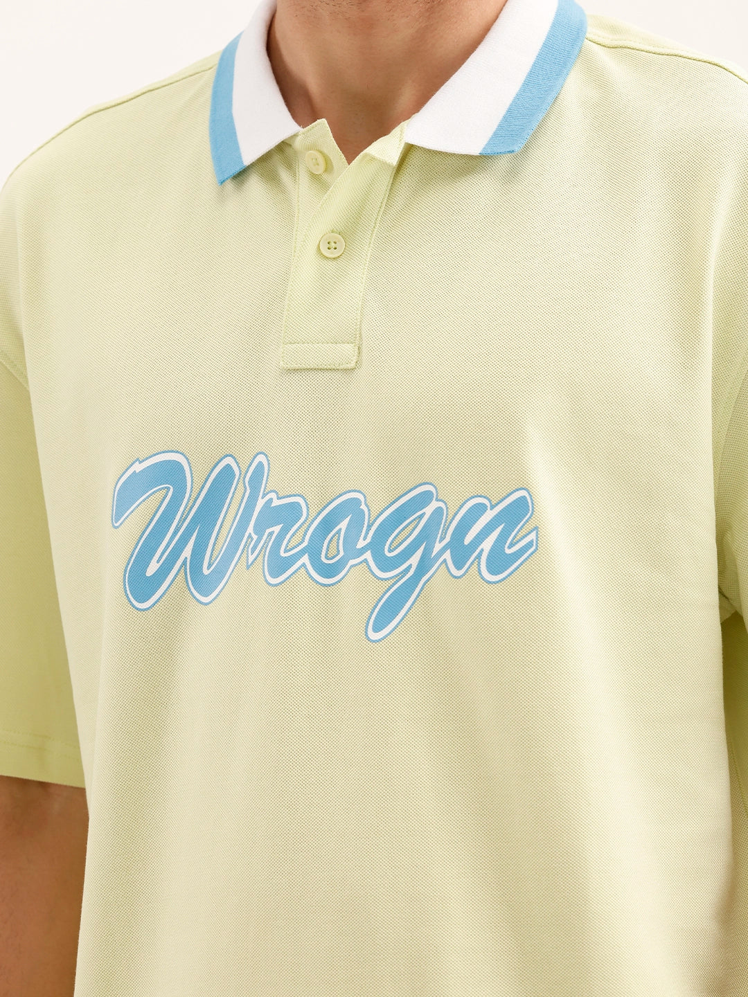 Oversized Contrast Colllar Polo T-Shirt | Yellow - Image 5