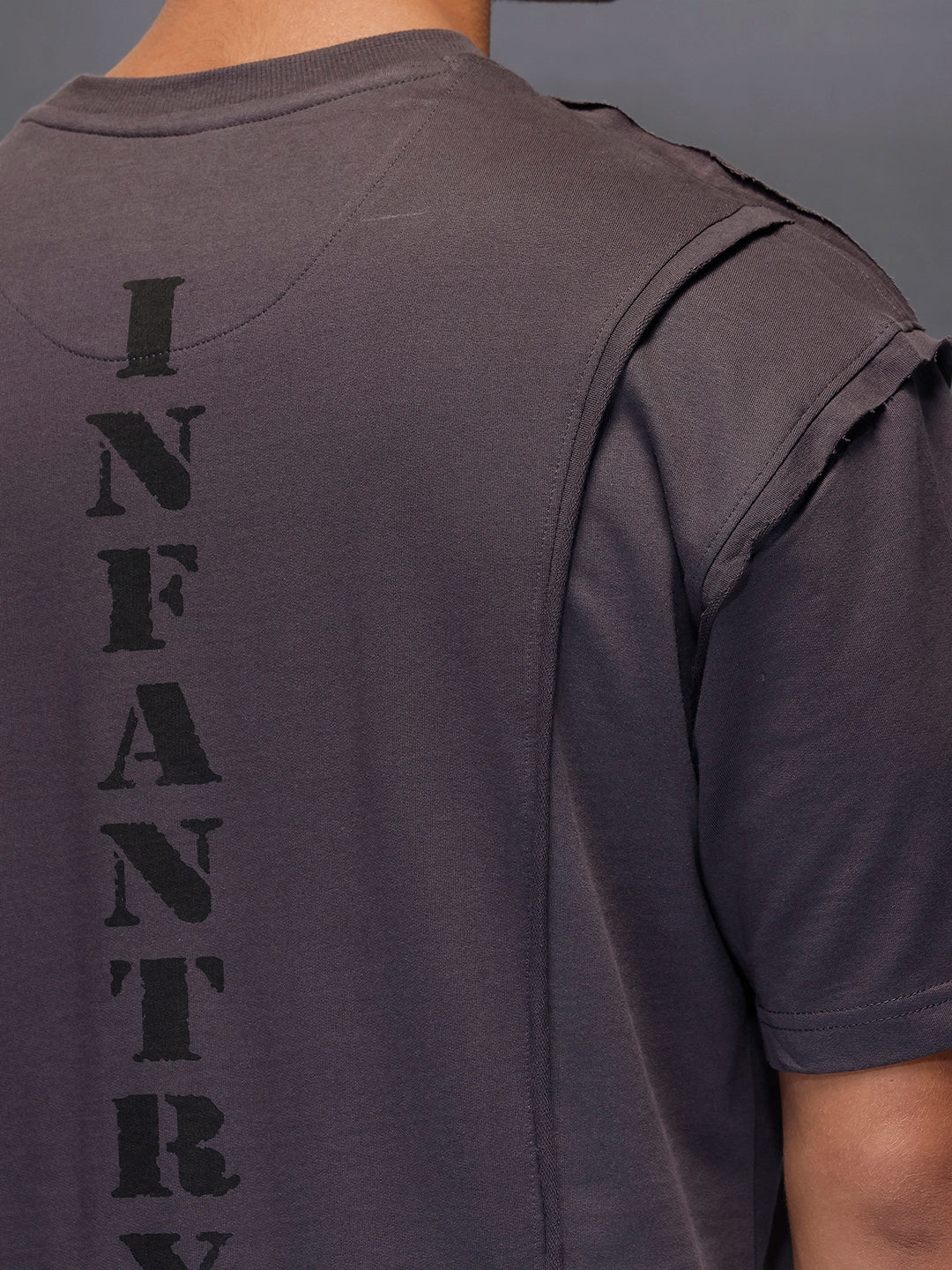 Oversized Cut And Sew T-Shirt   |  Charcoal - Image 5