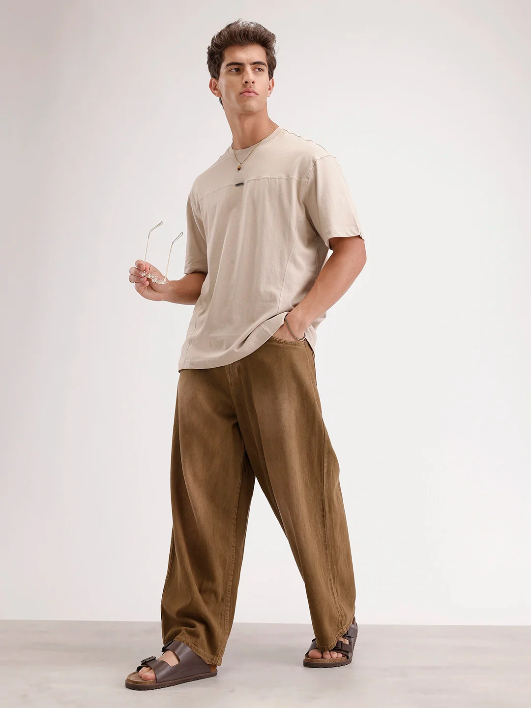 Oversized Cut & Sew T-Shirt | Beige - Image 2