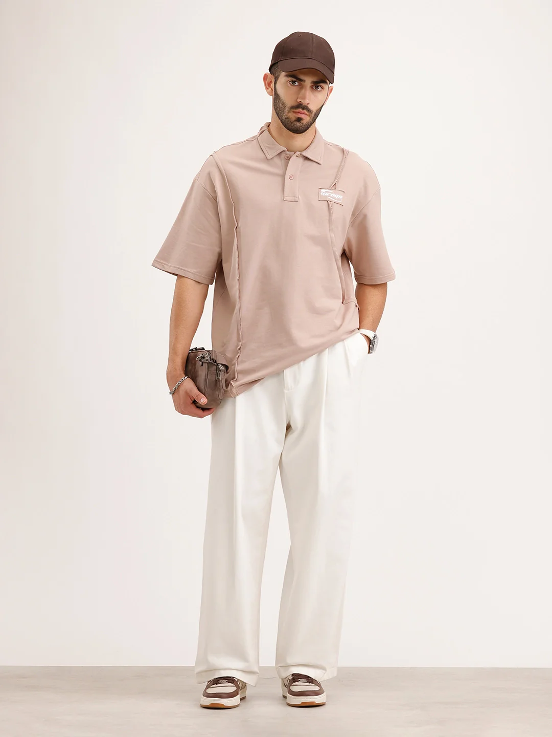 Oversized Cut & Sew T-Shirt | Brown - Image 2