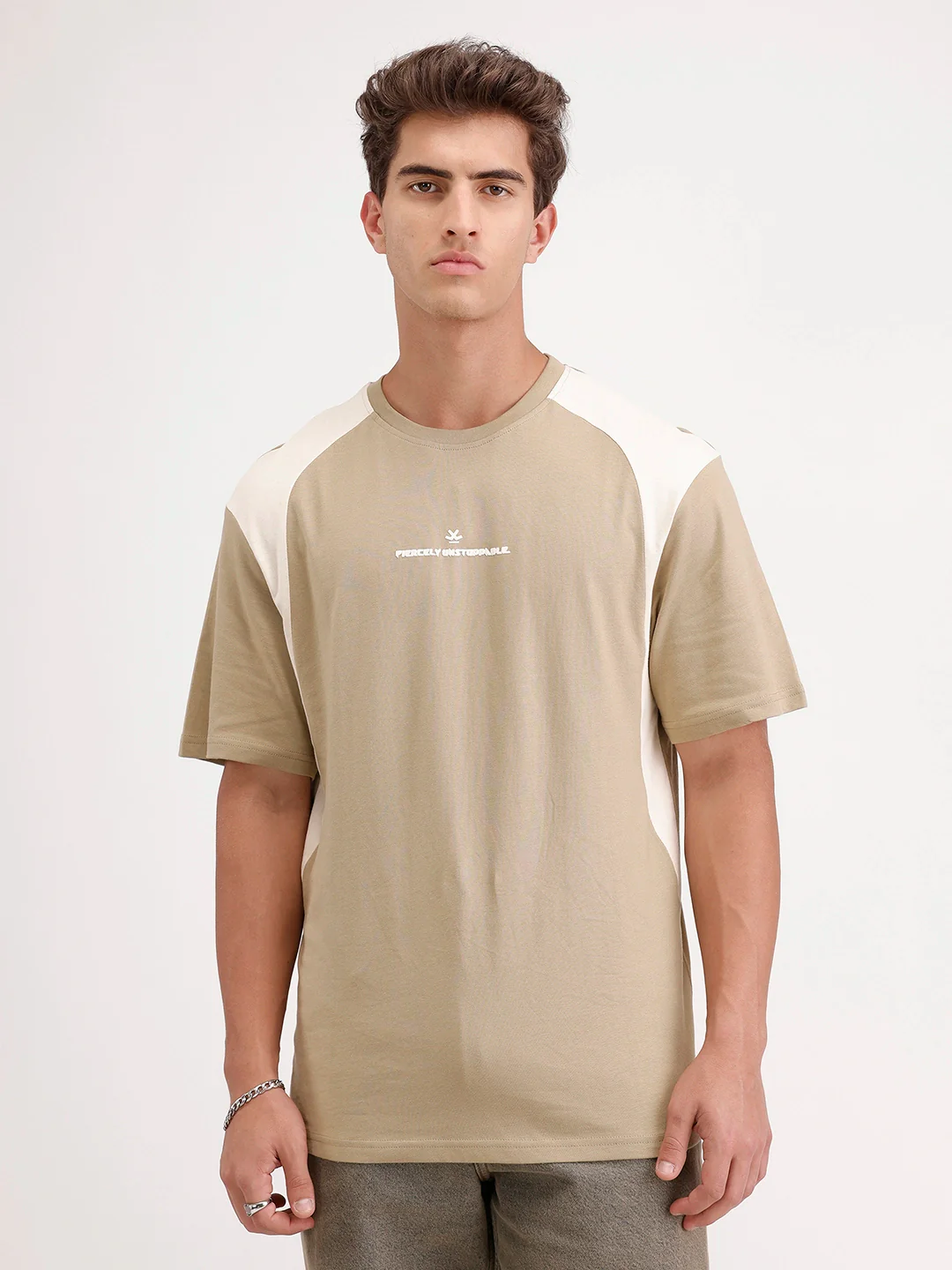 Oversized Cut & Sew T-Shirt | Khaki - Image 6