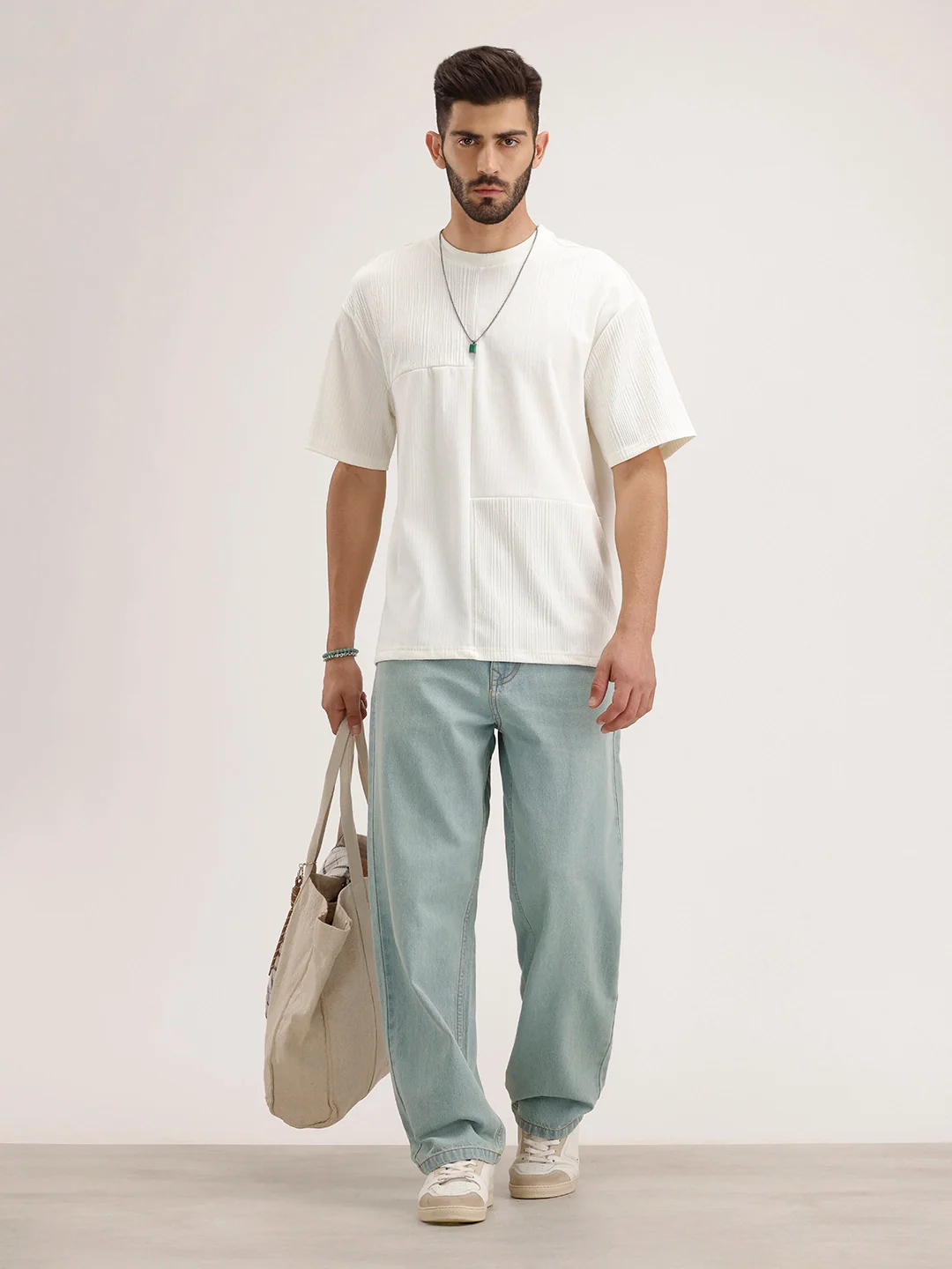 Oversized Cut & Sew T-Shirt | White - Image 2