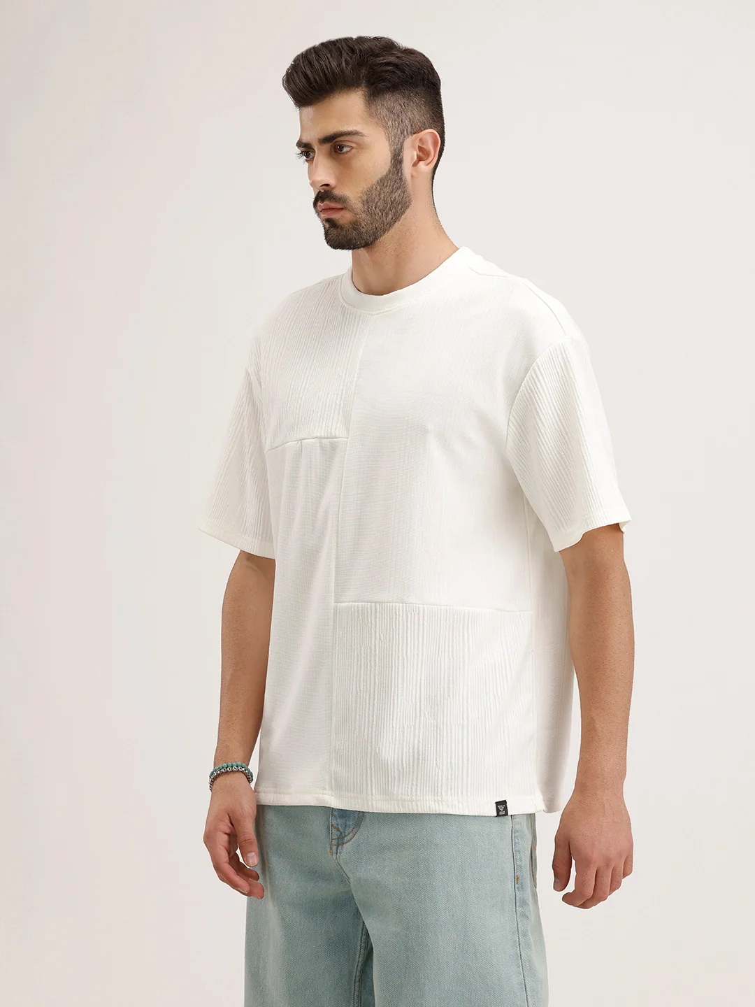 Oversized Cut & Sew T-Shirt | White - Image 4