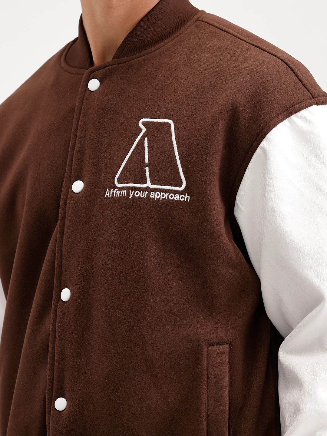 Oversized Embroidered Bomber Jacket  | Brown - Image 5