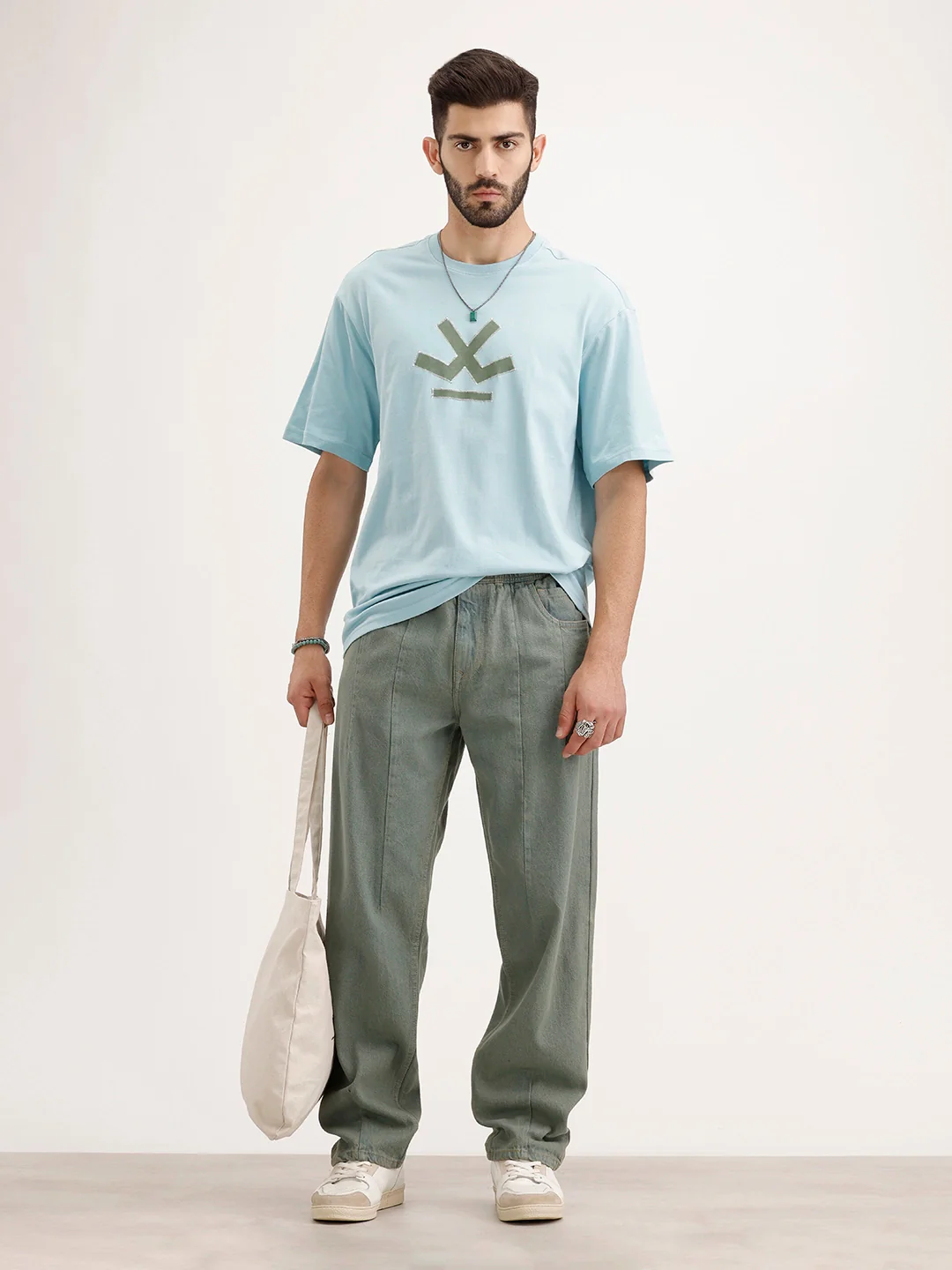 Oversized Embroidered T-Shirt | Teal - Image 2