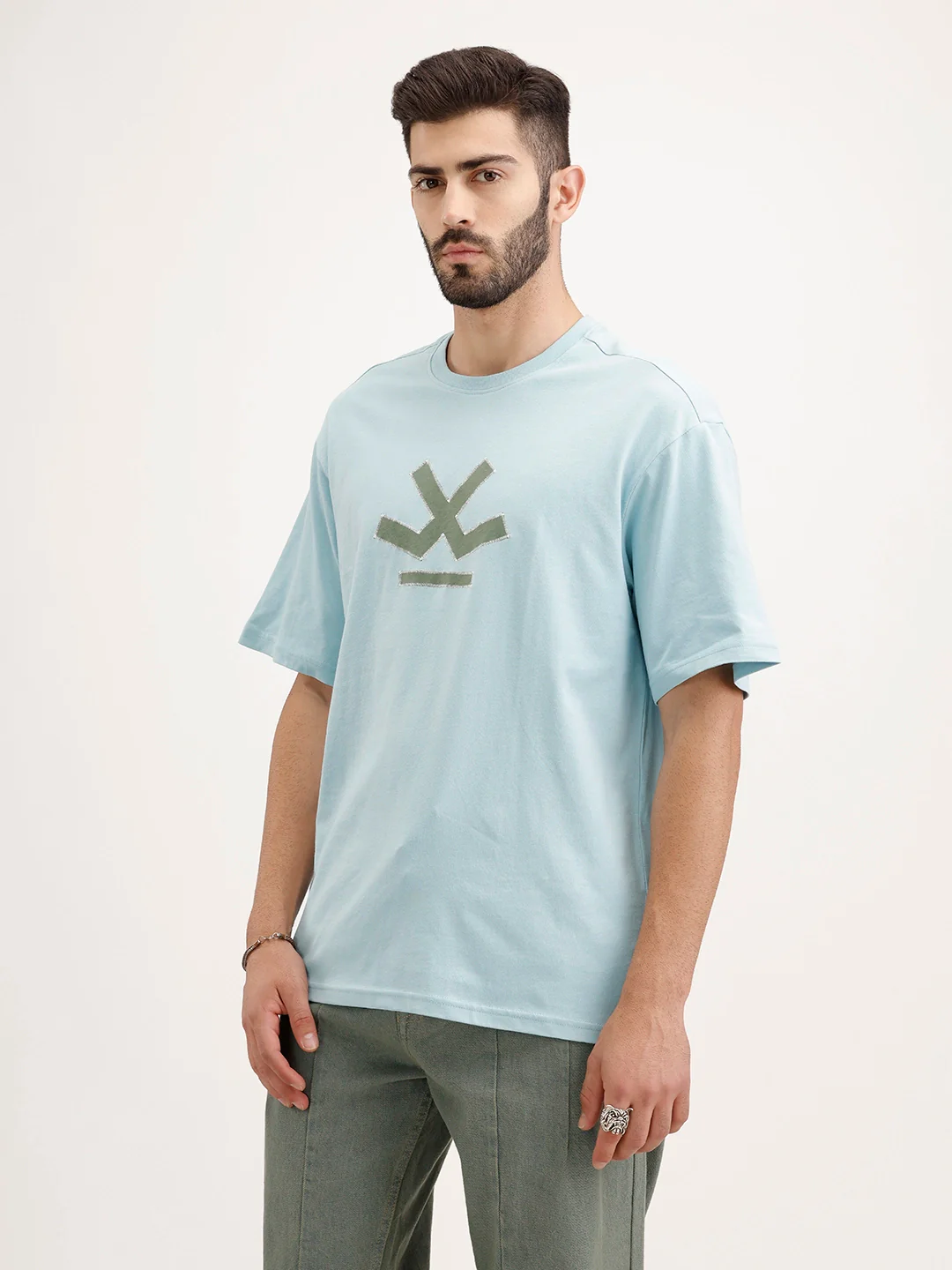 Oversized Embroidered T-Shirt | Teal - Image 4