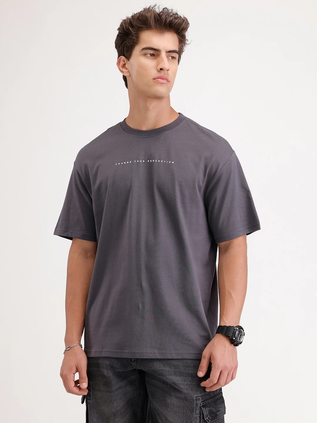 Oversized Fit Back Printed T-Shirt | Dark Grey - Image 6