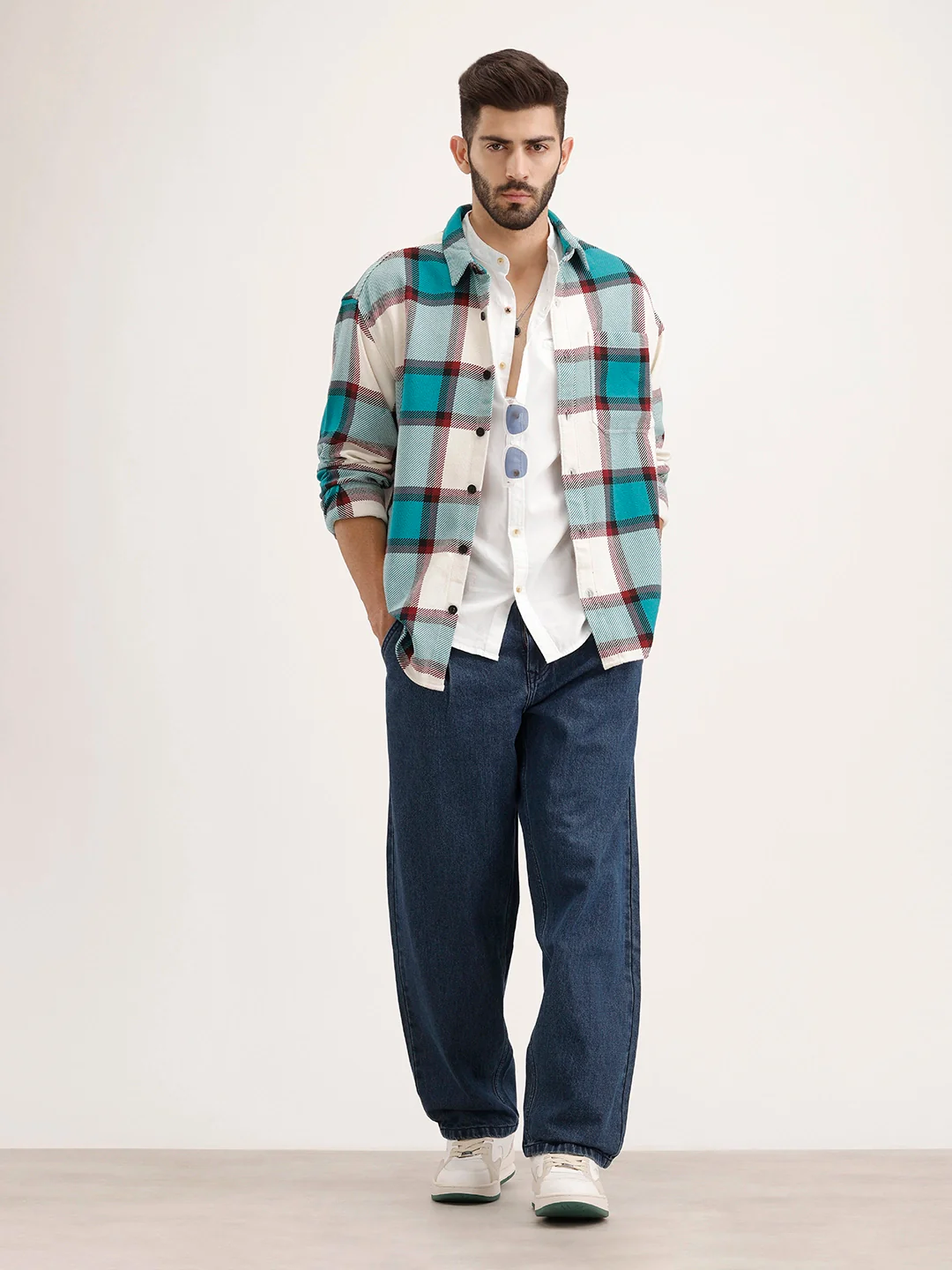 Oversized Fit Checkered Shirt | Green - Image 2