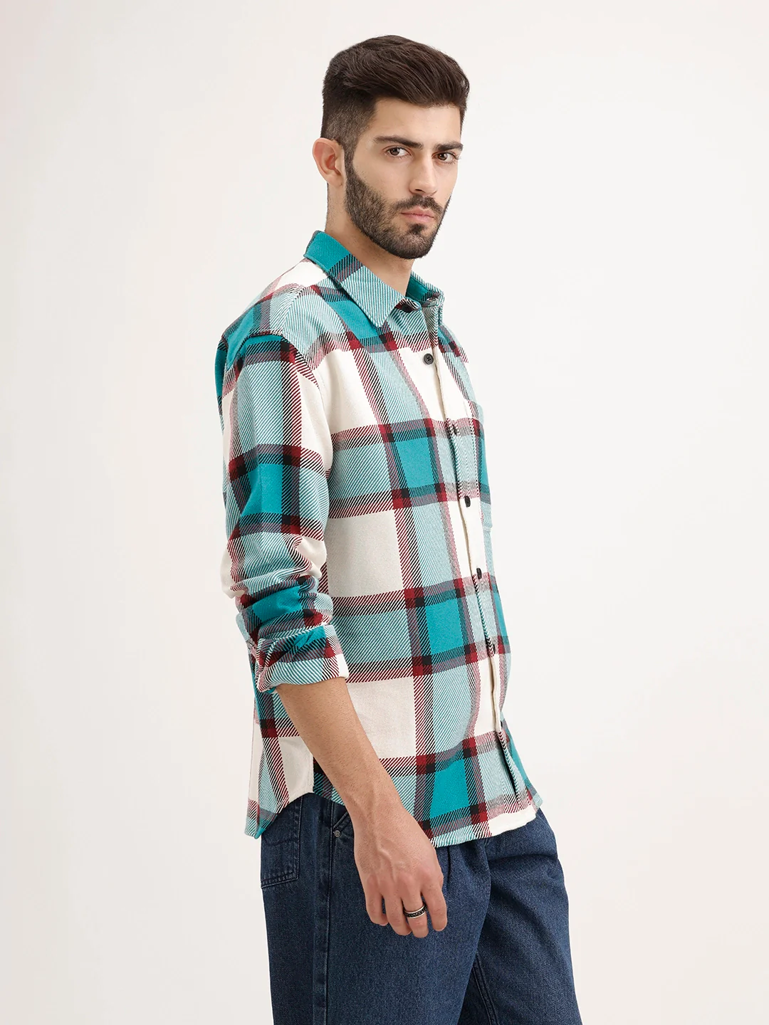 Oversized Fit Checkered Shirt | Green - Image 4