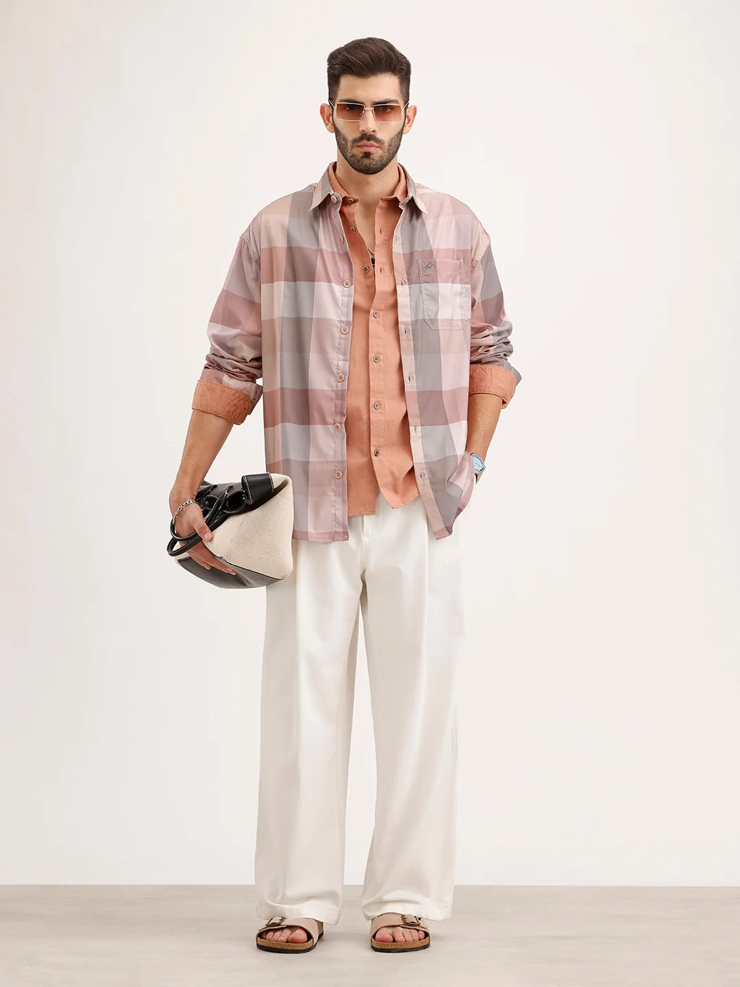 Oversized Fit Checkered Shirt | Pink - Image 2