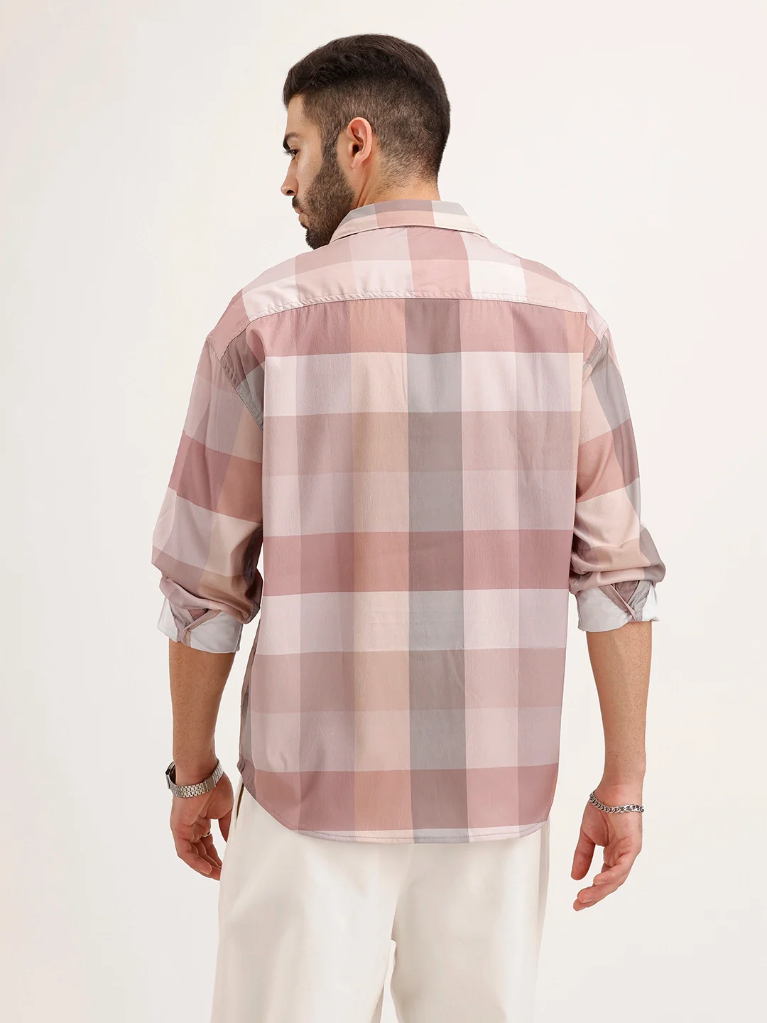 Oversized Fit Checkered Shirt | Pink - Image 3