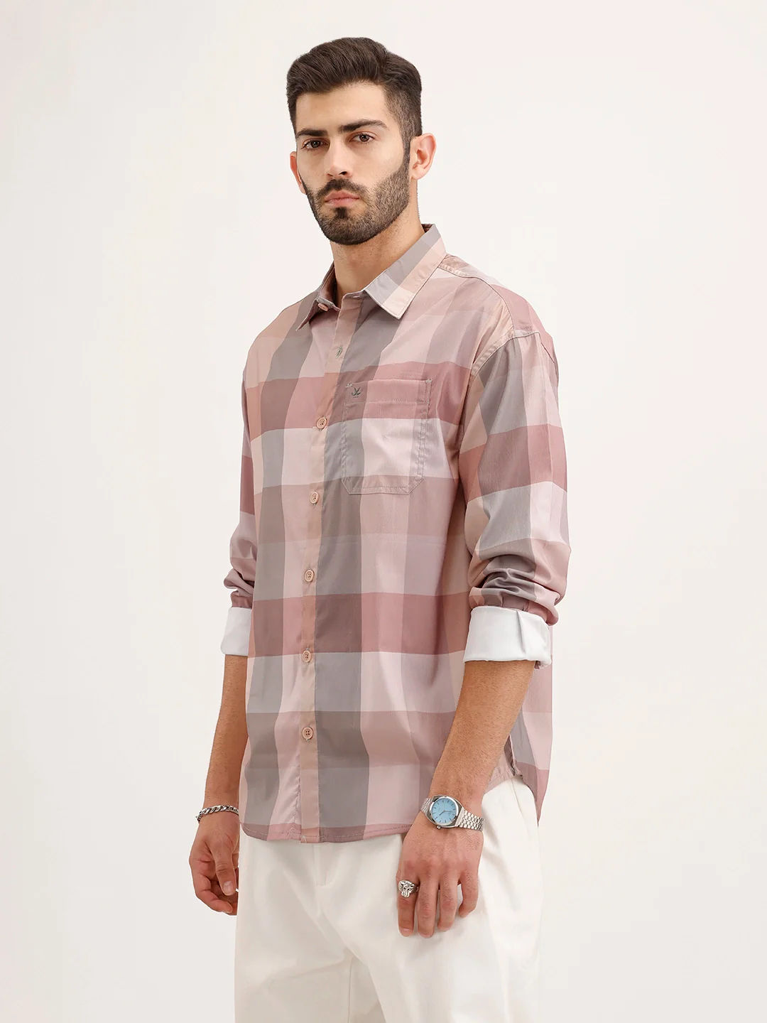 Oversized Fit Checkered Shirt | Pink - Image 4