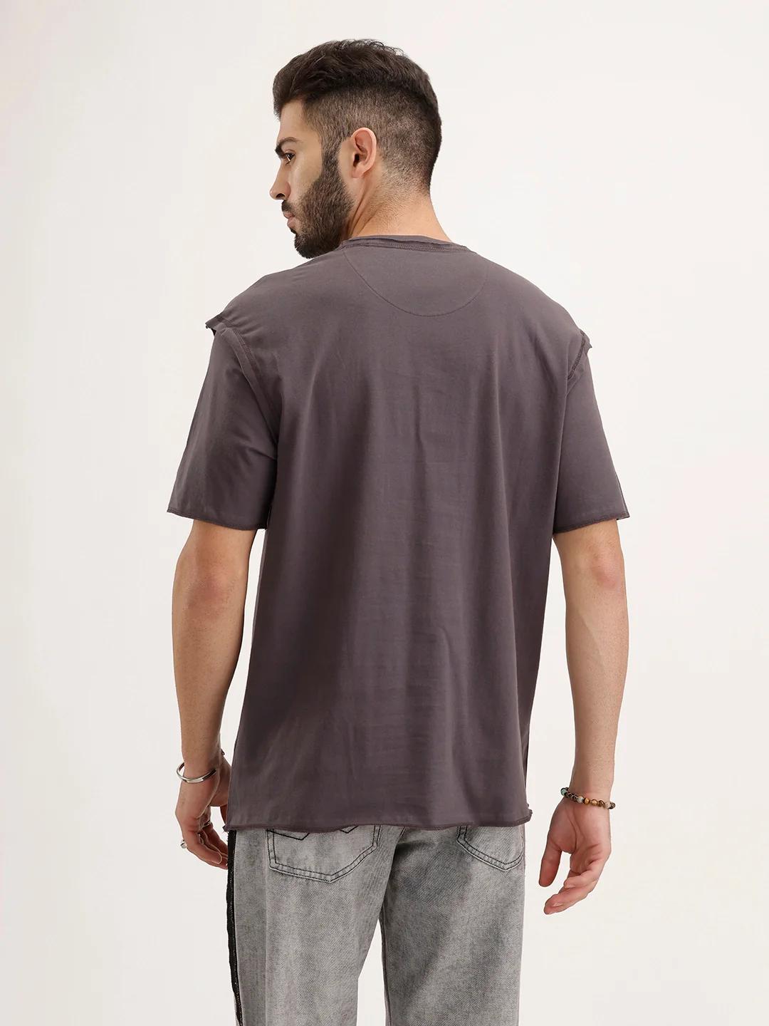 Oversized Fit Cut & Sew T-Shirt | Dark Grey - Image 3