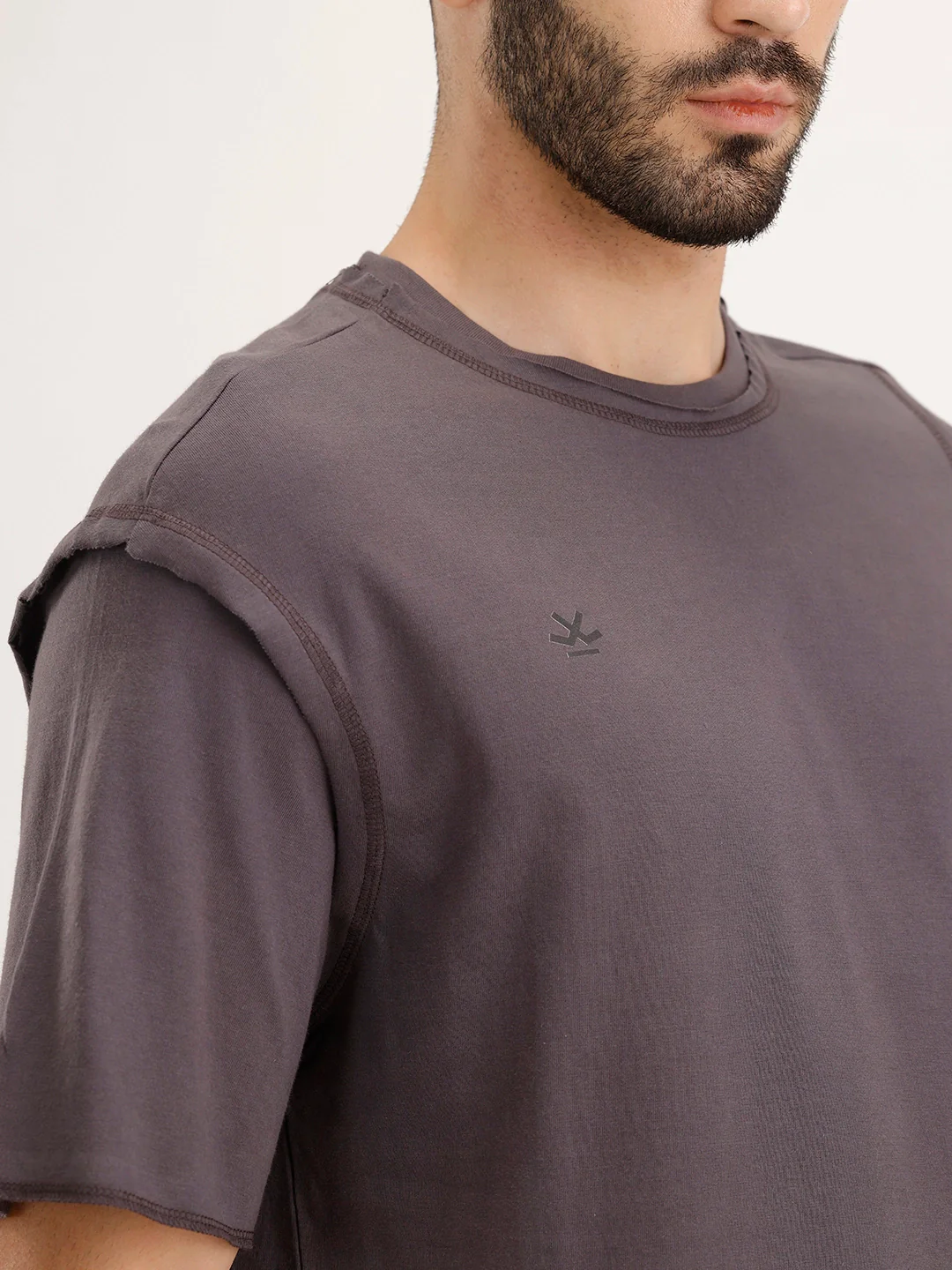 Oversized Fit Cut & Sew T-Shirt | Dark Grey - Image 5