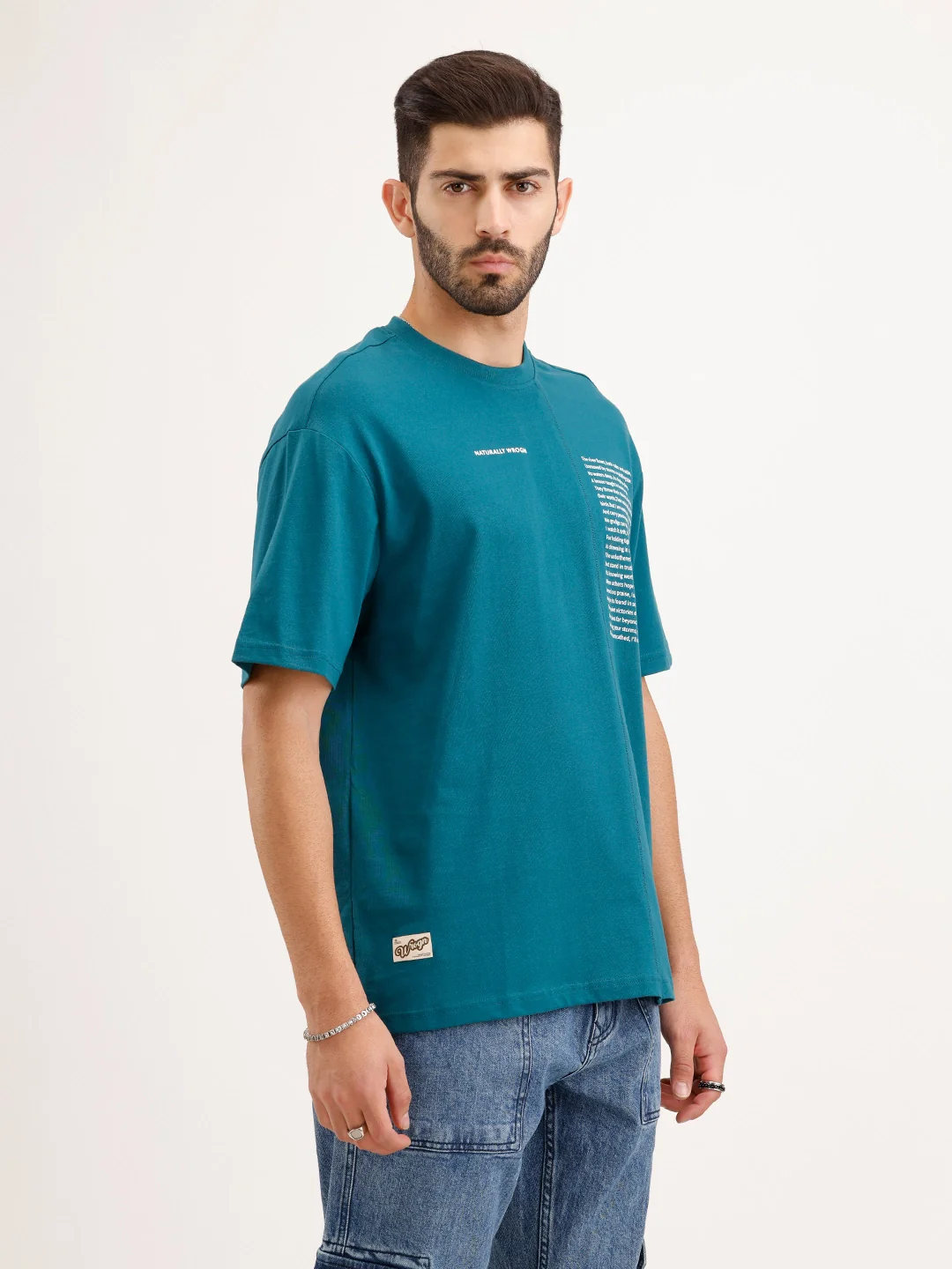 Oversized Fit Cut & Sew T-Shirt | Teal - Image 4