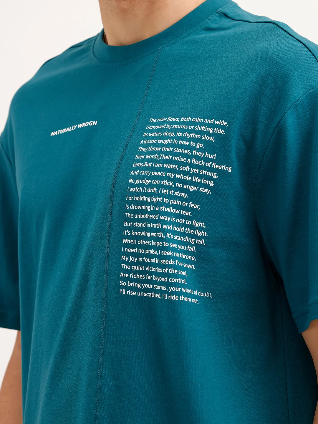 Oversized Fit Cut & Sew T-Shirt | Teal - Image 5