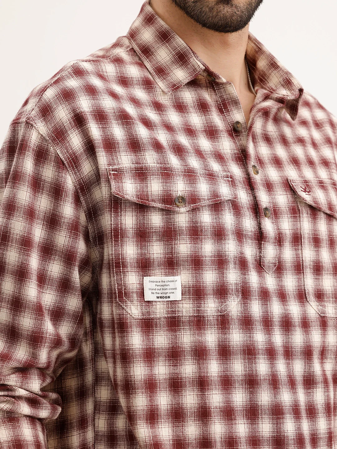 Oversized Fit Double Pocket Shirt | Red - Image 5