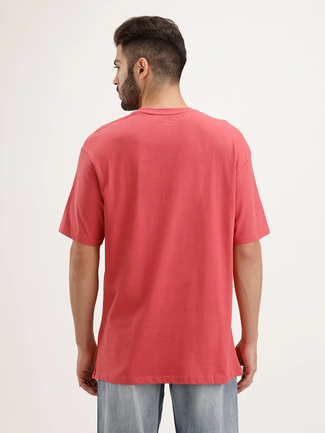 Oversized Fit Embroidered T-shirt | Red - Image 3