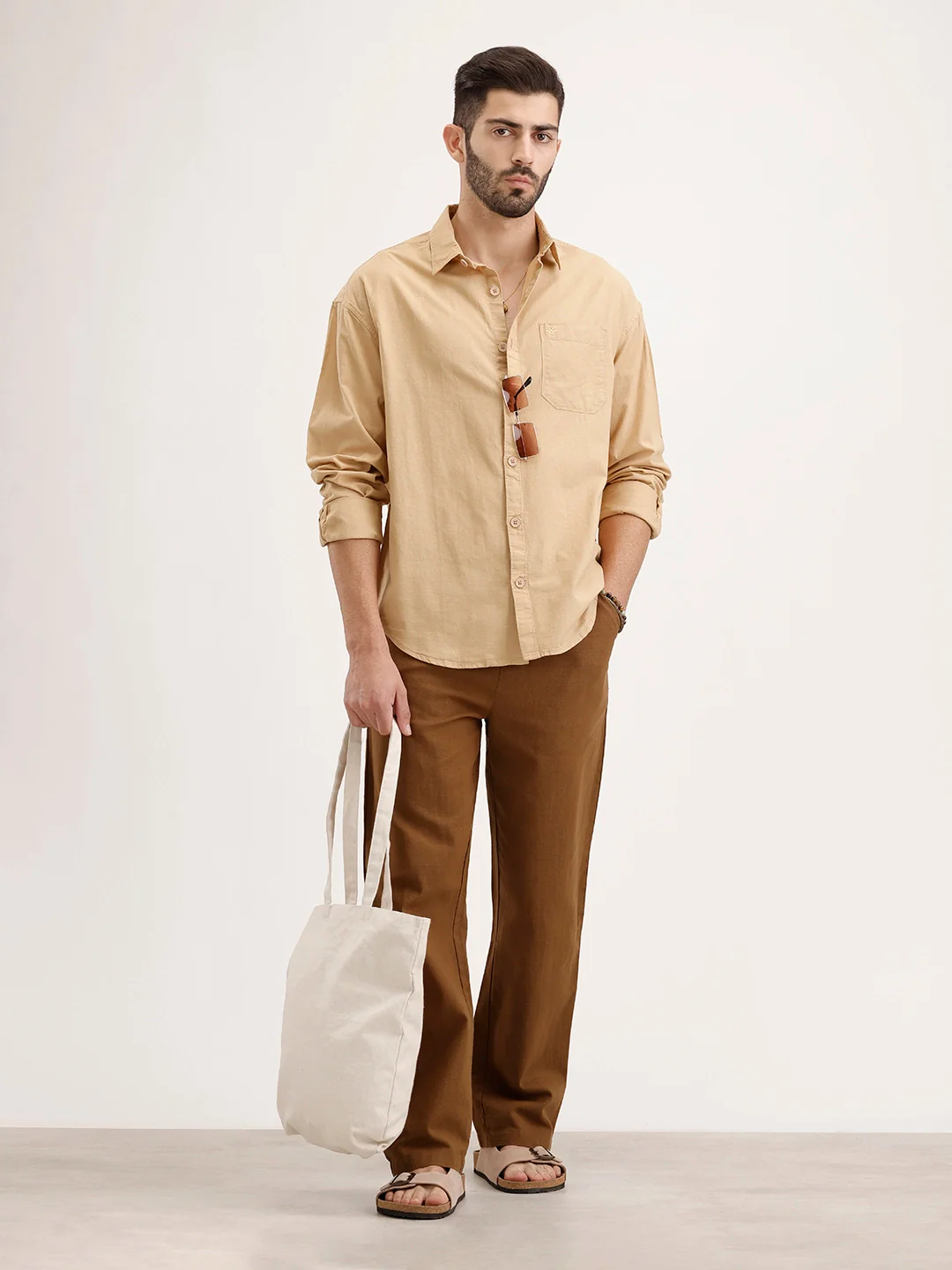 Oversized Fit Full Sleeve Shirt | Khaki - Image 2