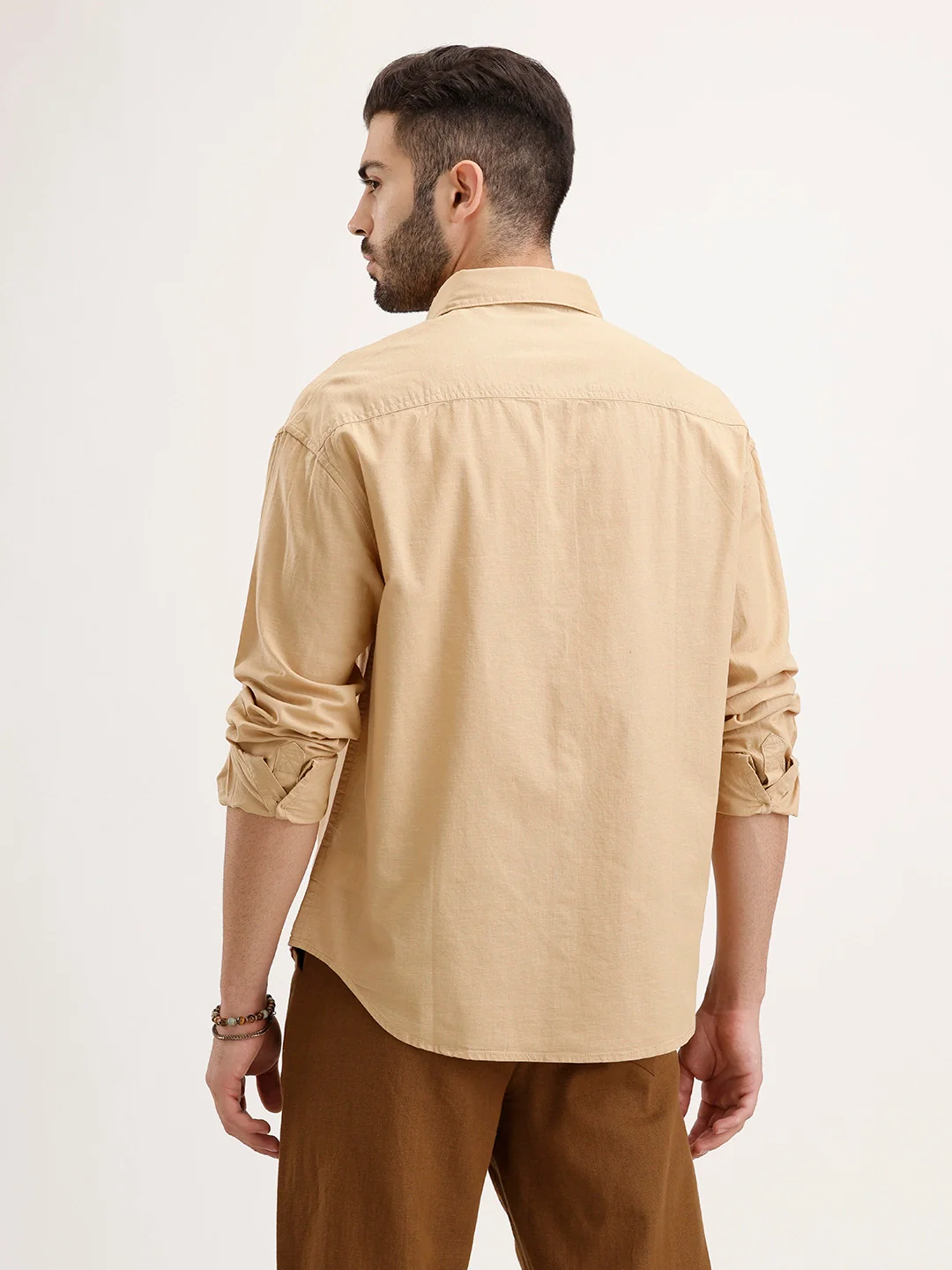 Oversized Fit Full Sleeve Shirt | Khaki - Image 3