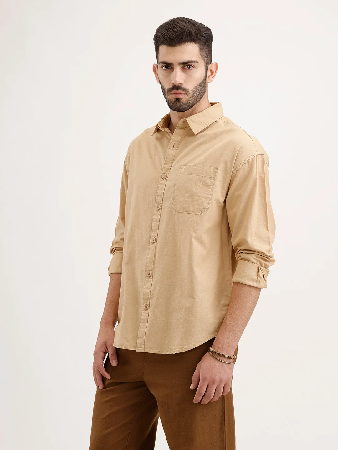 Oversized Fit Full Sleeve Shirt | Khaki - Image 4