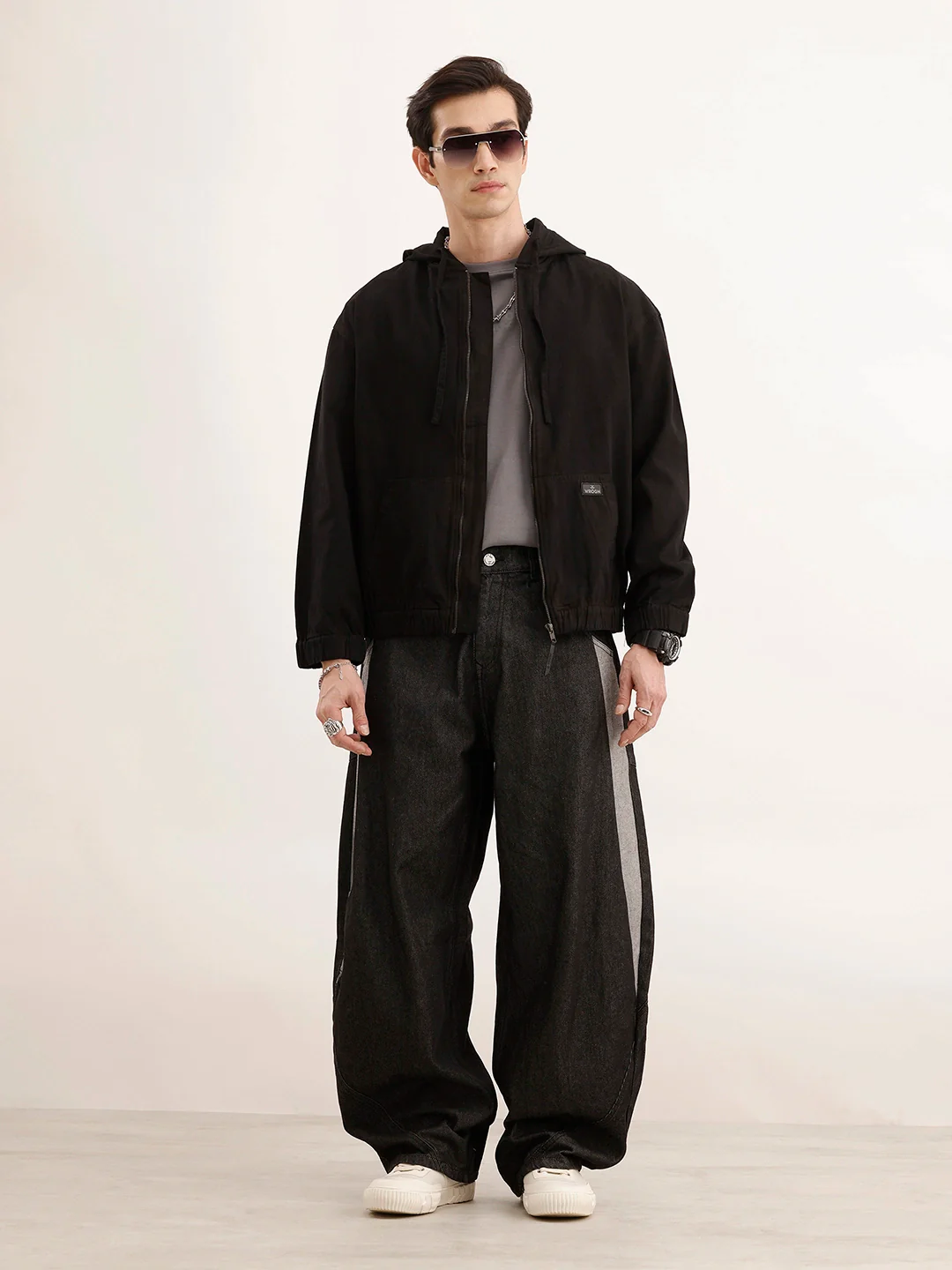 Oversized Fit Hooded Jacket | Black - Image 2