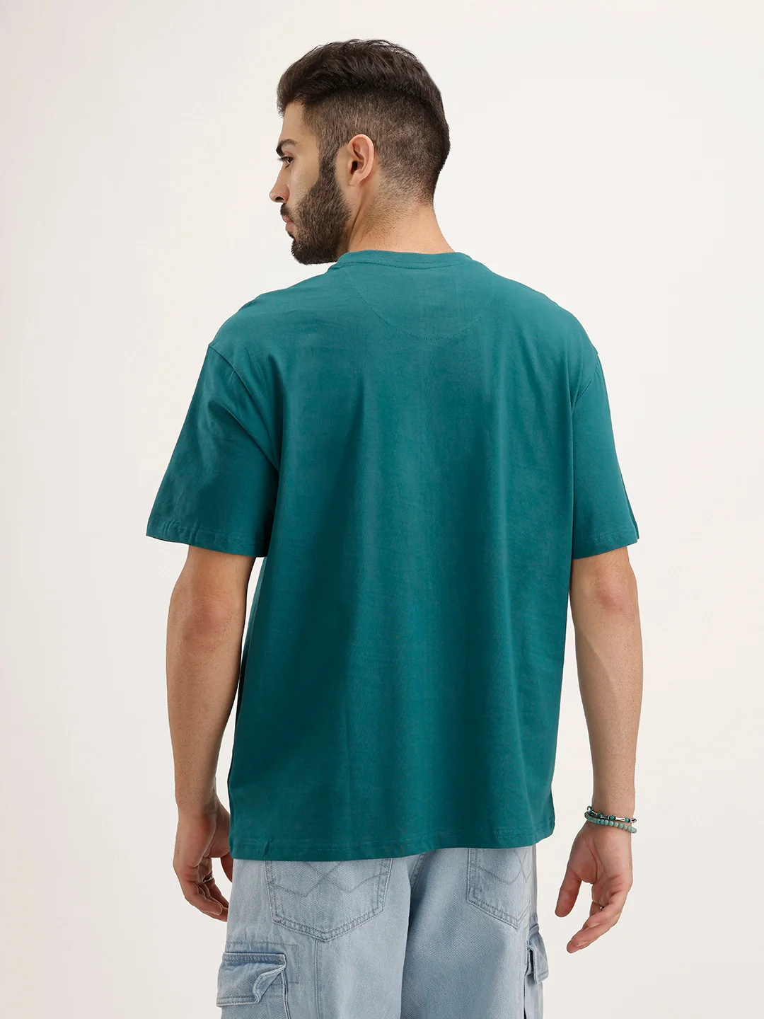 Oversized Fit Patch Detailed T-shirt | Green - Image 3