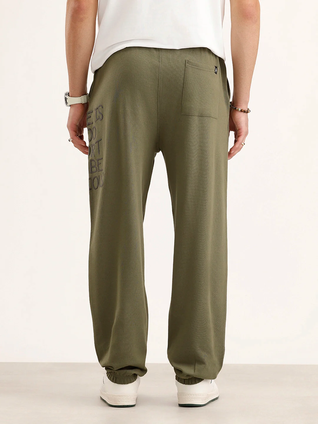 Oversized Fit Placement Printed Jogger | Olive - Image 3