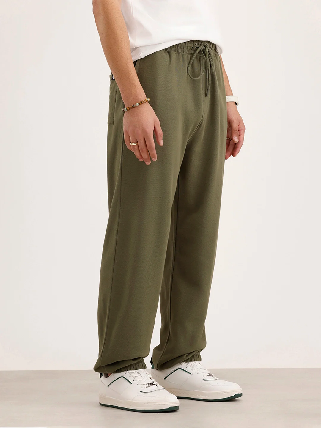 Oversized Fit Placement Printed Jogger | Olive - Image 4