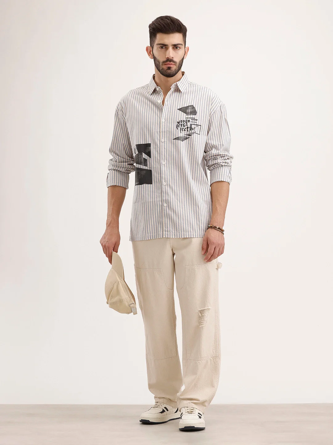 Oversized Fit Placement Printed Shirt | Light Blue - Image 2