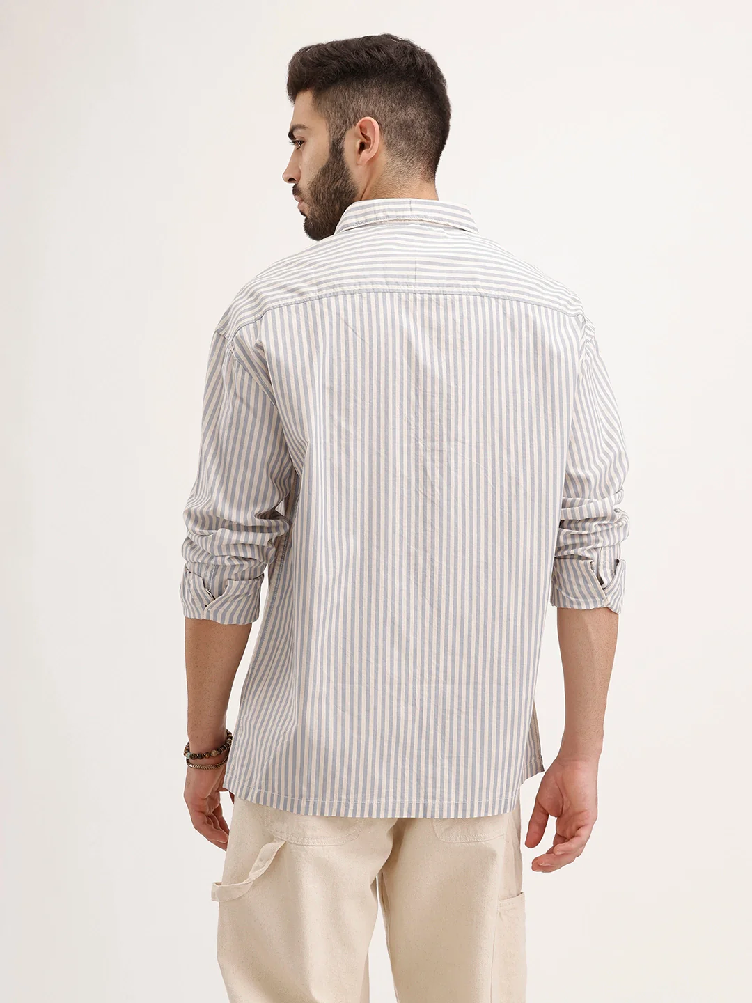 Oversized Fit Placement Printed Shirt | Light Blue - Image 3