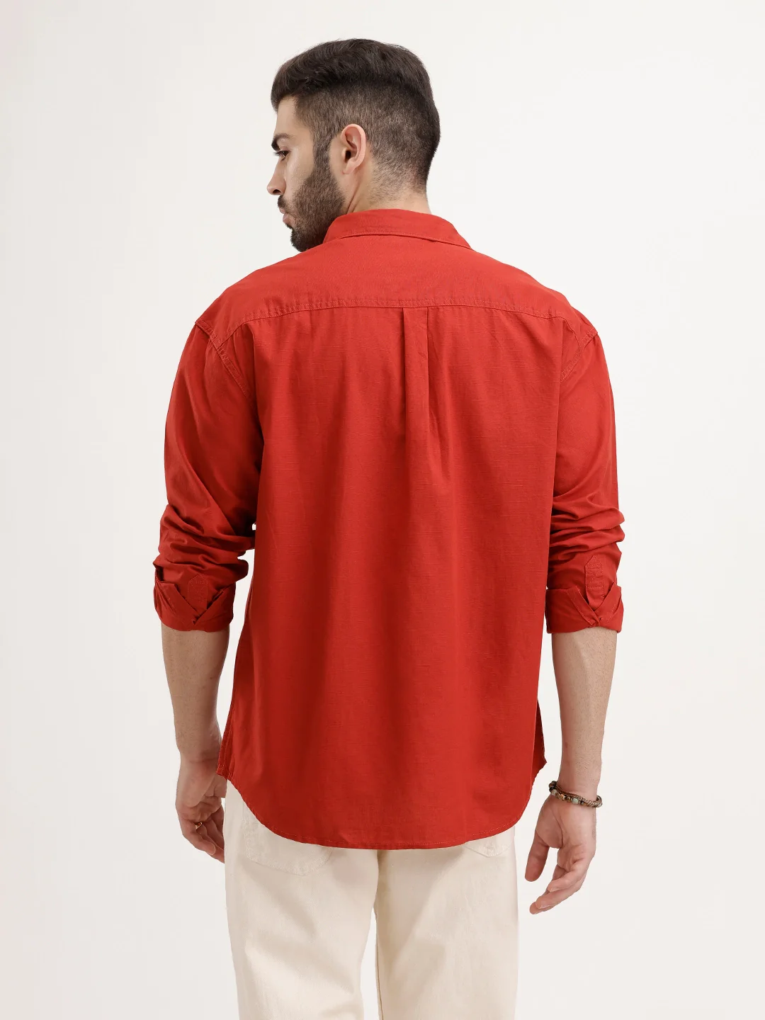 Oversized Fit Solid Shirt | Red - Image 3